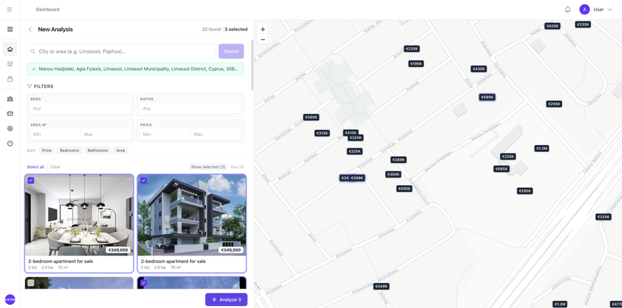 Market search interface
