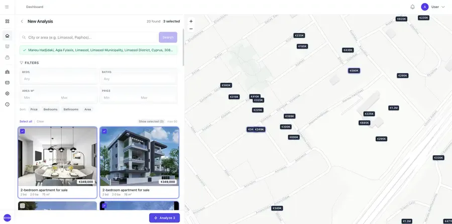 Market search interface