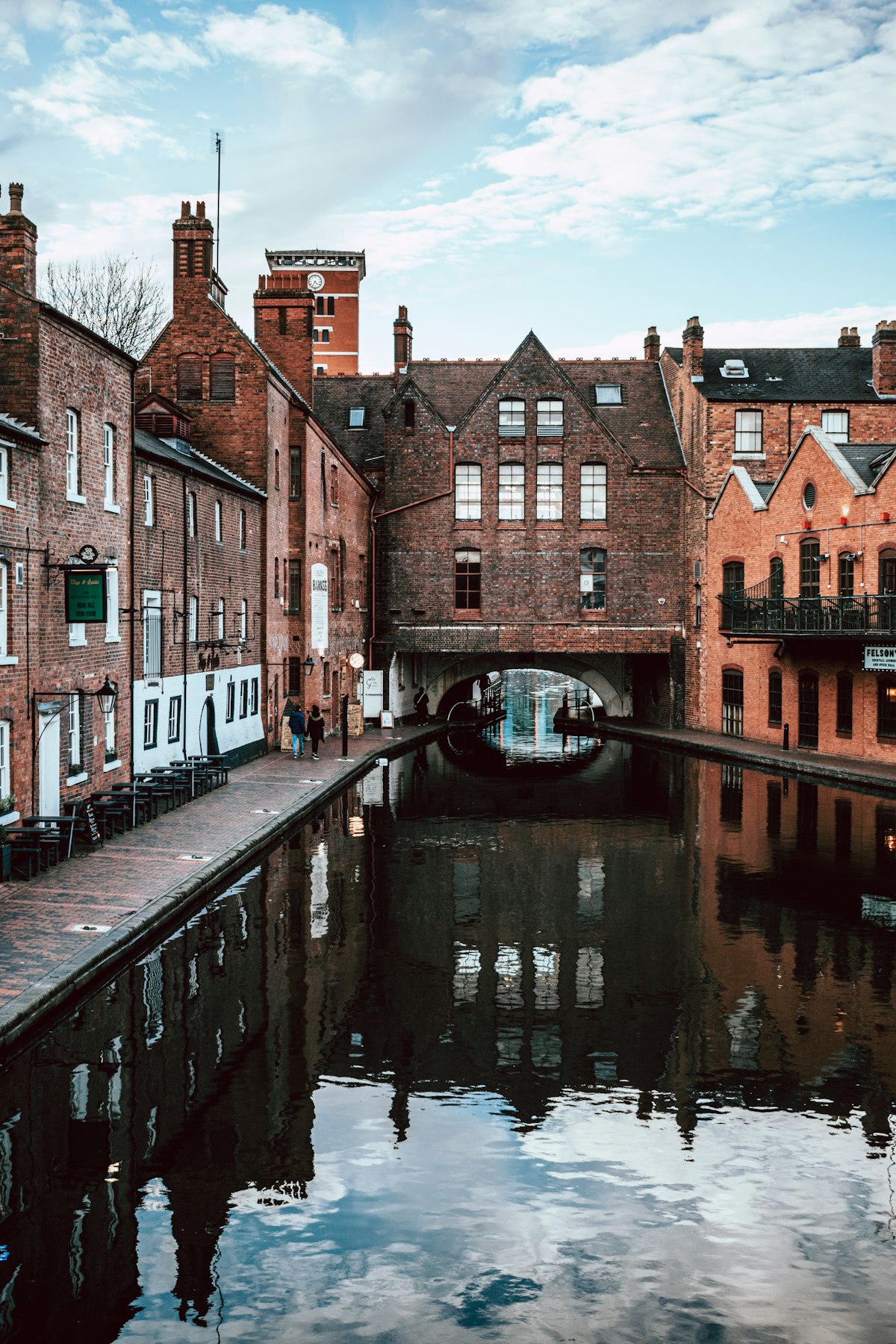 Red-brick canalside warehouses in central Birmingham