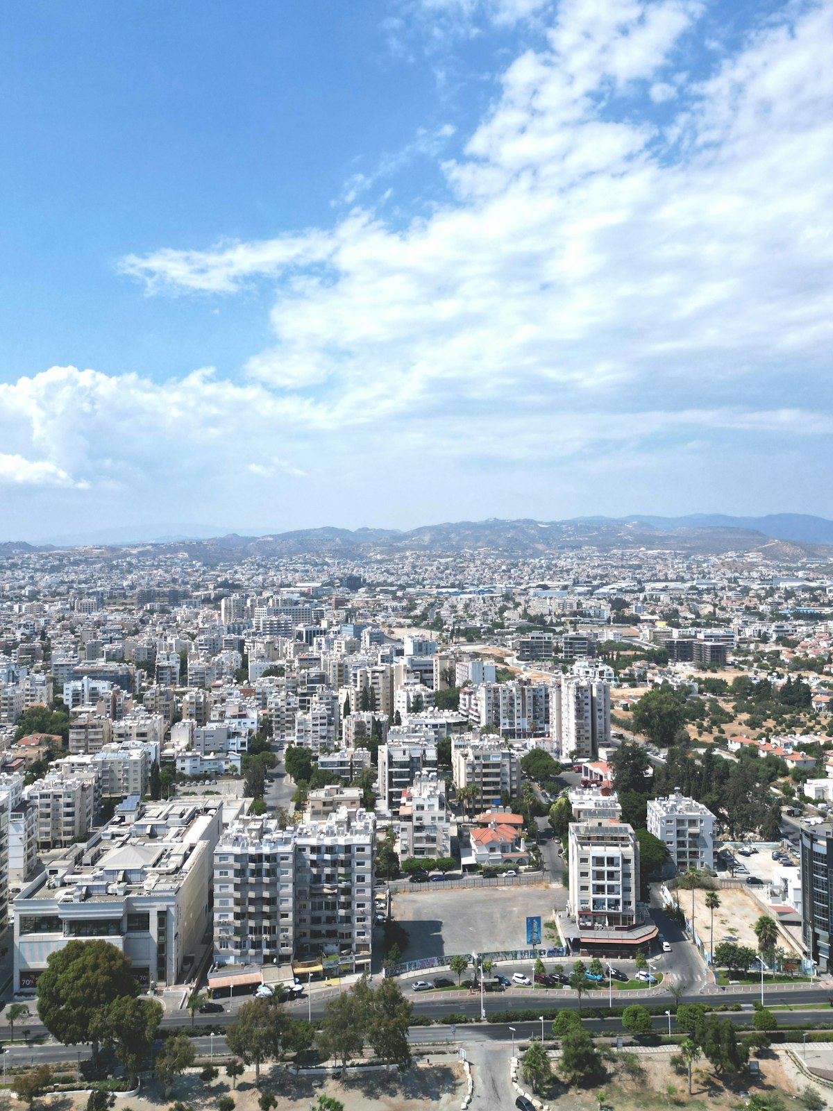 Aerial view of apartment blocks in Limassol, Cyprus